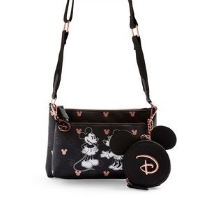 Mickey and Minnie 2 bag purse with coin bag black and rose gold